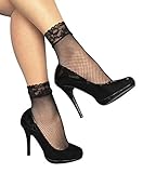 Sock Snob - 2 Pack Womens Fishnet Ankle Socks with Lace -5-9 Us