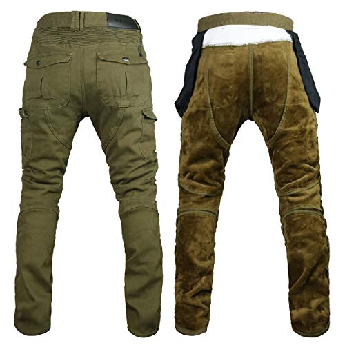 image for VNFOX Winter Motorcycle Jeans, Mens & Womens Velvet Warm Motocross Rac