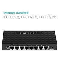 Conmutador de red Gigabit de 8 puertos, conmutador de red Gigabit Gigabit Ethernet HUB LAN de doble dúplex completo, negro