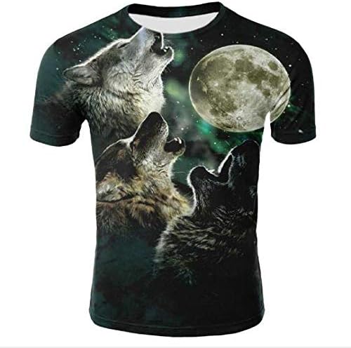 CCYCY Men's Tshirt, Men's Summer 3D Printed Short Sleeves Fashion Comfort Blouse Top Red，3D Wolf Pattern Print - C