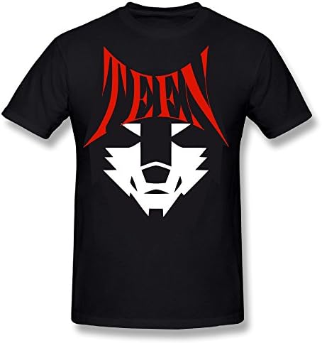 Men's Wolf 100% Cotton O Neck Short Sleeve T-Shirt Black Size L