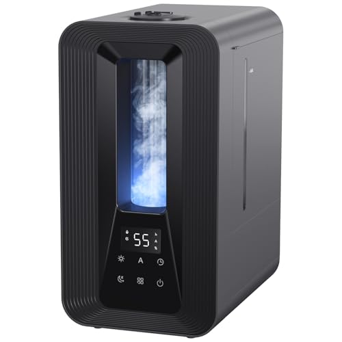 5L Top Fill Luftbefeuchter Schlafzimmer, Ultraschall Kühle Nebel Humidifier mit Aroma Diffuser, Smart Hygrostat, Nachtlicht, 50H/25dB Leise Raumluftbefeuchter für Pflanzen Baby Kinderzimmer