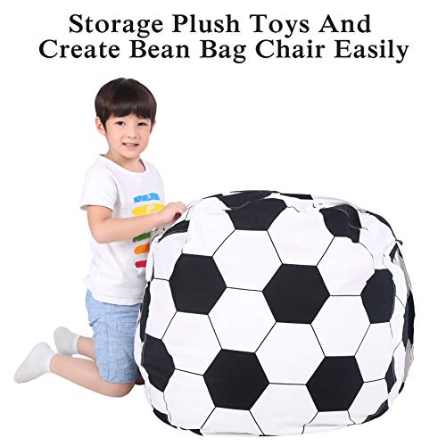 Lukeight-Stuffed-Animal-Storage-Bean-Bag-Chair-for-Kids-Zipper-Storage-Bean-Bag-for-Organizing-Stuffed-Animals-Soccer-Bean-Bag-Chair-Cover-No-Beans-Large