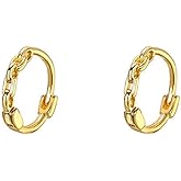 Tiny Chain Cartilage Small Hoop Earrings 925 Sterling Silver for Women Girls Minimalist Dainty Huggie Sleeper Hoops Inner 7.5mm Hypoallergenic Fashion Fake 20G Body Piercing Jewelry