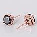 GULICX Rose Gold Tone Unique Chic 7mm Round Black Stud Earrings