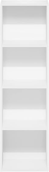 Furinno PASIR 4-Tier Book Shelf White 12x41.7x9.3 In Contemporary Design view 6