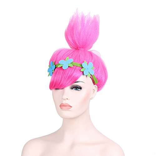 Cosplay Wigs Pink Trolls Poppy Princess Style Women Costume Hair Wig Party Head Accessories for Wig Cap (8195A) - Thumbnail 7
