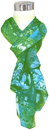 Chiffon/Satin Blend Dusty Mint Abstract Print - 100% Silk Long Scarf 22" x 70"