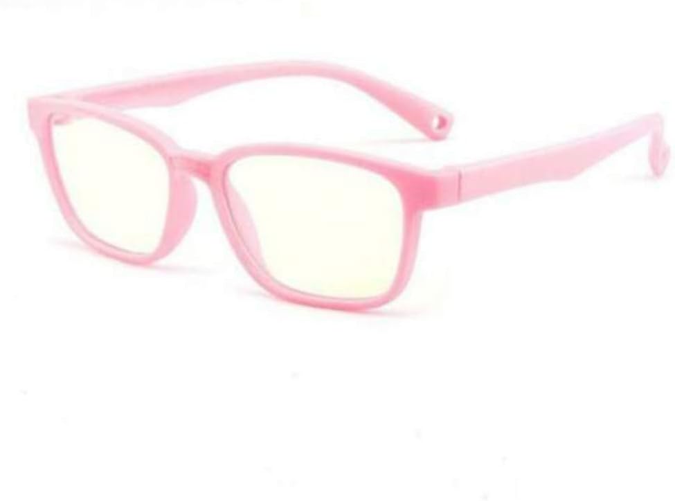 Anti Blue Light Glasses UV Protection Anti Glare Eyeglasses Boy Girls Computer Glasses Silicone Frame Protect Eyesight (Pink)