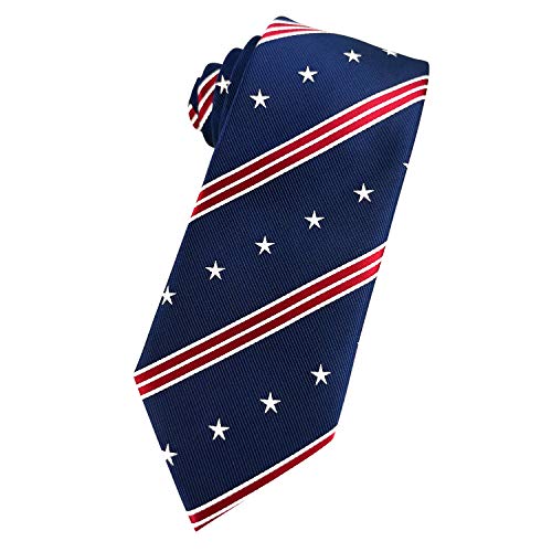 KOOELLE Mens American Flag Necktie Stars & Striped Jacquard Tie for Patriotism