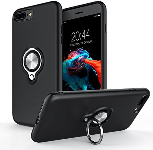 iPhone 8 Plus Case, iPhone 7 Plus Case, iCaber [New Version] 360 Degree Rotating Ring Holder Grip Case Dual Layer Protective Cover for iPhone 8 Plus / iPhone 7 Plus – (Black)