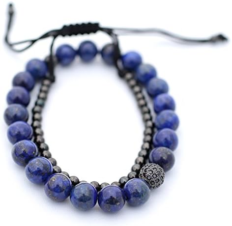SAVOIR London (Gift Boxed) Blue Azzure Stone & Rhodium Plated Base Bracelet Set