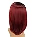 MISSWIG Female Wigs Relistic Looking Wine Red Synthetic Side Part Hair Short Bob Ombre Black To Red Full Wigs for Women