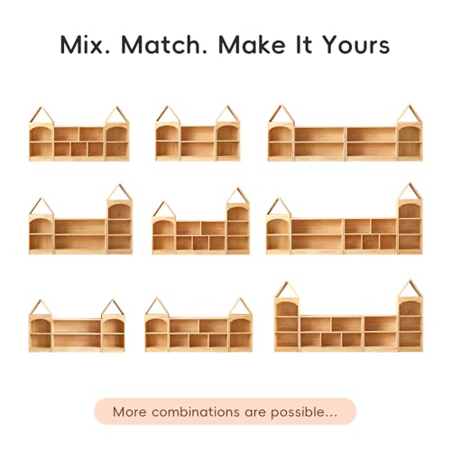OOOK Children's Book Shelf, Rubberized Wood, 4 Tier Toy Storage, Corner Shelf Suitable for Children's Room, Playroom, Baby Room