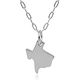 EnCharmed Sterling Silver Texas Map Flat Charm Necklace, Lone Star State Pride Pendant Jewelry, 18"