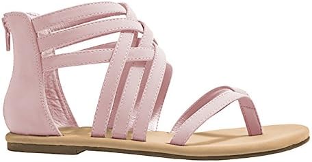 Xiakolaka Womens Cross Strap Sandals Flip Flop Ankle Buckle Gladiator Flat Shoes Grey US8.5