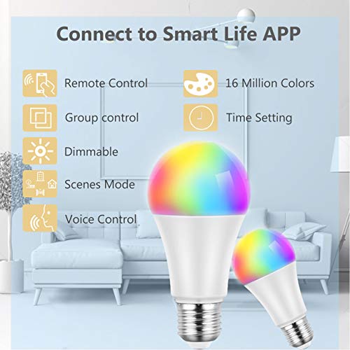 image for TOPELEK Smart Led Lights, 7W WiFi Smart Bulbs 60W Equivalent and RGBW 