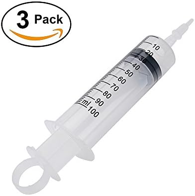 3 Pack 100ml Syringes, Large Garden Syringe for Scientific Labs, Watering, Refilling