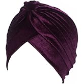 beauty YFJH Pleated Stretch Ruffle Women's Velvet Chemo Turban Hat Wrap Cover
