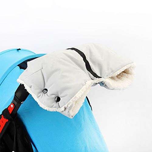 WIKEA Baby Pushchair/Pram/Stroller Fleece Hand Muff/Hand Gloves/Hand Warmer Anti-Freeze Baby Stroller Accessories, Winter Must-Have for Moms (Grey)