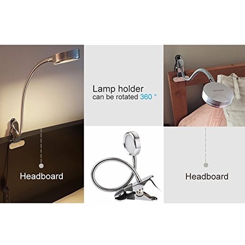 LEPOWER Clip on Light / Clip on Lamp/ Light Color Changeable/ Night Light Clip on for Desk, Bed Headboard and Computers (Silver)