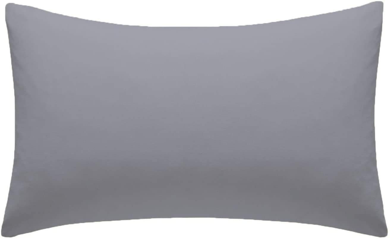 Sleepdown 2 x Pillow Cases Polycotton Housewife Bedroom Pair Pack Pillowcases 48cm x 74cm Pillow Cover Bedding Bed Linen - Grey