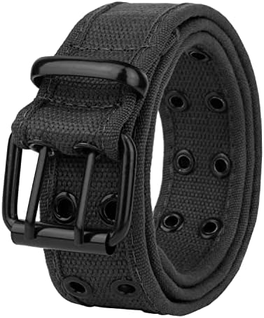 Double Grommet Canvas Web Belt - Heavy Duty Adjustable Military Style 1.5\