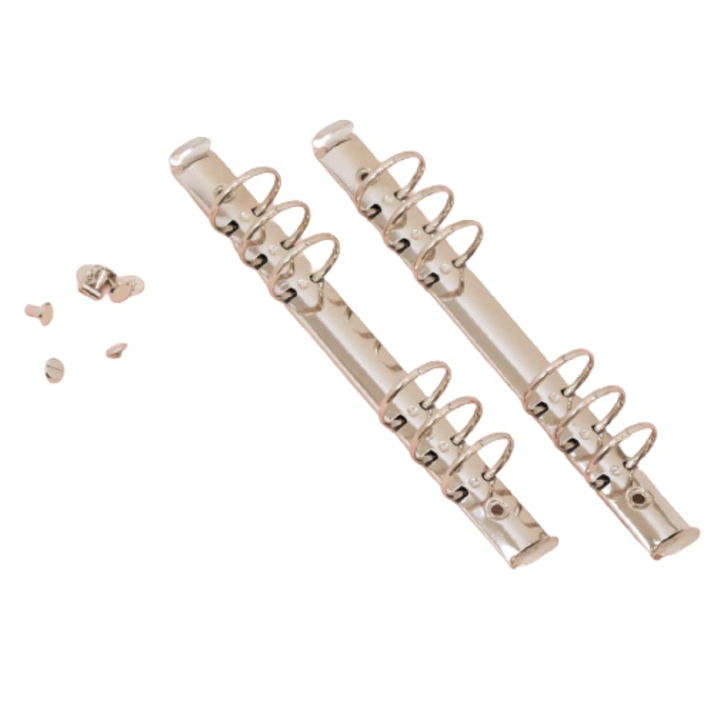 Craftelier - Kit of 2 Mechanisms for 6 Ring Binders | Size Approx. 22,7 cm (8.94") - Ring Diameter 3,3 cm (1.30") - Distance Between Rings 1,9 cm (0.75") | Includes 8 Fixing Brads | Silver Colour