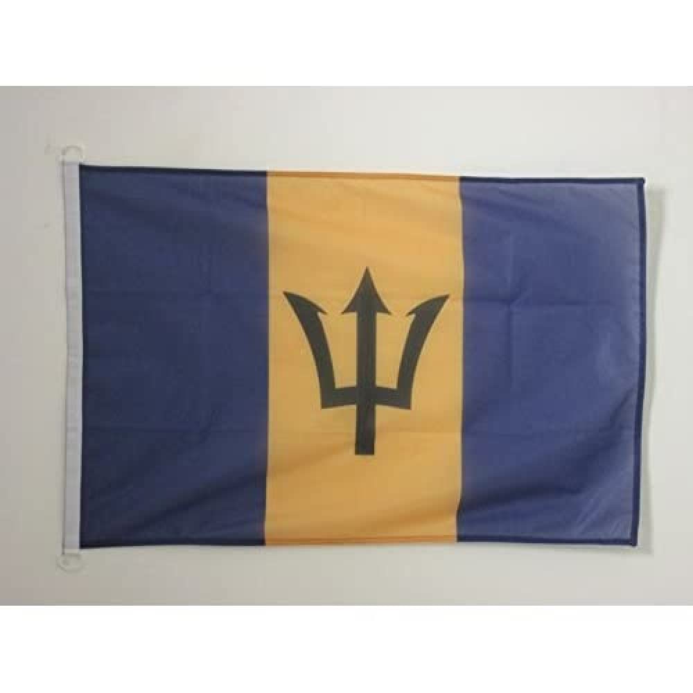 AZ FLAG - Barbados Flag - 2x3 Ft - For Outdoor - Barbadian Banner Knitted Polyester with Two Plastic Rings - Fade Resistant - Vivid Colors - 2' x 3' Feet - 90x60 Cm