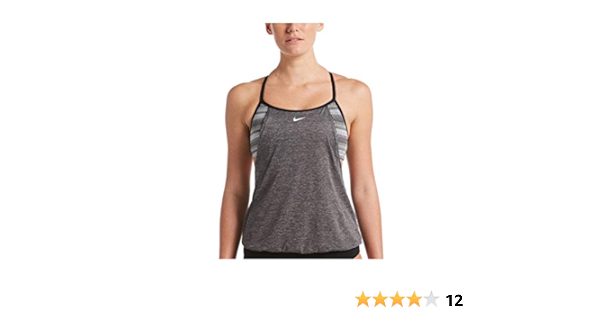women's nike textured stripe layered tankini top