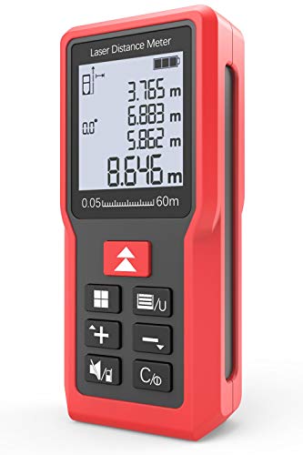Emarth Laser Measure 196Ft/60m, M/In/Ft Mute Backlit LCD Laser Distance Meter with Electronic Angle Sensor, Electric Meter Tool, Measuring Distance, Area, Volume - Thumbnail 7