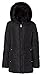 Sportoli Junior Women's Winter Plush Lined Midlength Puffer Coat with Fur Trimmed Hood - Jet Black (Medium)