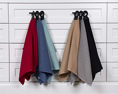 Ritz Hook and Hang Towel with Permanent Rubber Hook for Kitchen, Bathroom, Mudroom, Laundry Room, Extra-Large, 18" X 28", Machine Washable, 2 Pack, Titanium