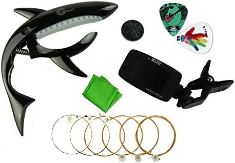 TigerTu Guitar Beginner Kits,Shark Capo and Tuner and Acoustic Guitar Strings and Picks
