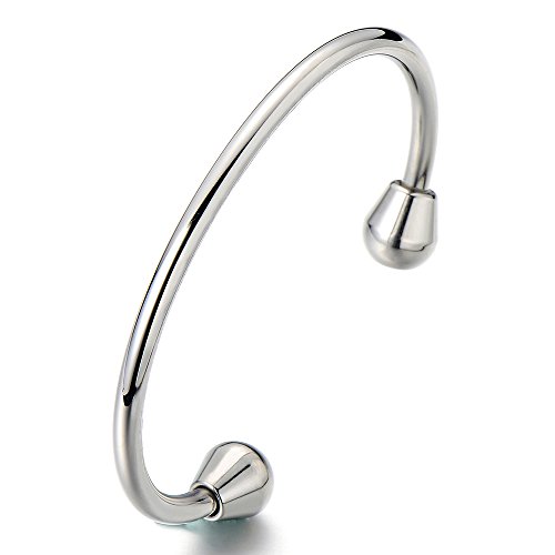 Adjustable Elastic, Men's Women's Bracelet, Stainless Steel, Silver Colour, Polished Mirror