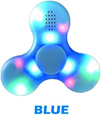 New Arrival Fidget Hand Spinner LED flashlight Bluetooth Music Tri-Spinner Finger Toy for Children Adults with Anxiety, Autism, ADD, ADHD (Blue)