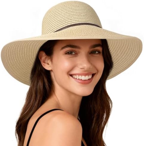 Wide Brim Fedora Straw Beach Hat UPF 80+ Sun Protection with Chin Strap Sun Hat Straw Fedora Hats for Men Women Beach Hat Panama Hat  main image 3