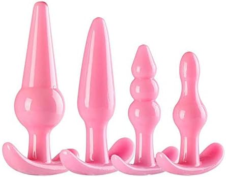 Bu~tt P~lu~g T-bar Base Kit - Training Toys - Erotic Games Role Play - Womens Stimulator - 4 pcs Beginners Anales Set - Best Idea for Gift to Him - Pink