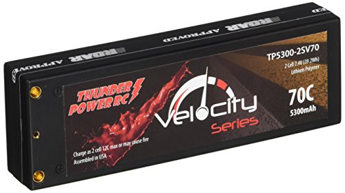 Thunder Power RC 5300mAh 2-Cell/2S 7.4V Velocity Series 70C LiPo Bullet Battery