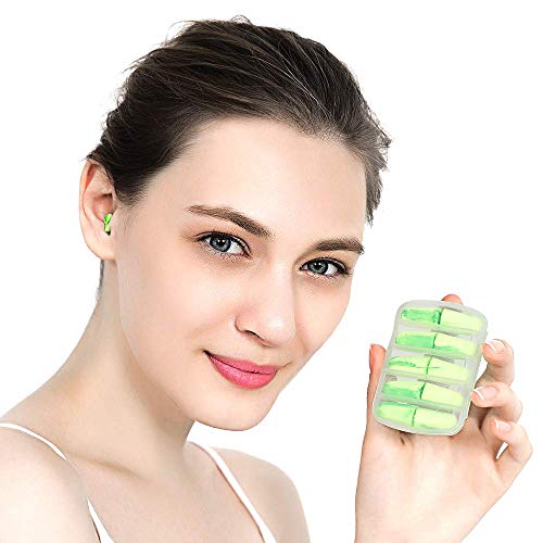 Soft Foam Earplugs,5Pair 34db Highest NRR,Hearing Protection for Sleeping Reduce Noise Quiet Please Ear Care and Comfortable, Snoring, Work, Travel,Loud Events,Shooting,Concerts,Studying Green (5) - Thumbnail 5