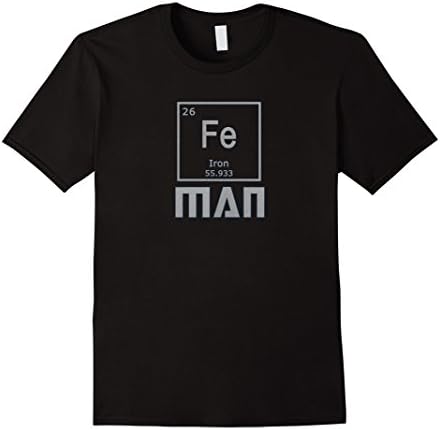Men's Funny Iron Man Periodic Table Science Chemistry T-Shirt Large Black