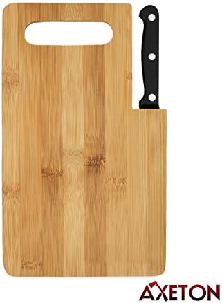 Axeton Eco Bamboo Cutting Board, 9"inches with Built-in Knife Set, Antimicrobial Cutting Board, Germ Resistant Kitchen Chopping Board, Excellent for Present and Cutting Cheese, Vegetables, Fruits