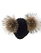 XWDA Women's Knitted Raccoon Fur Double Pom Beanie Hat (Black)
