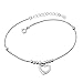 LovelyCharms 925 Sterling Silver Open Heart Love Chain Anklet Ankle Bracelets