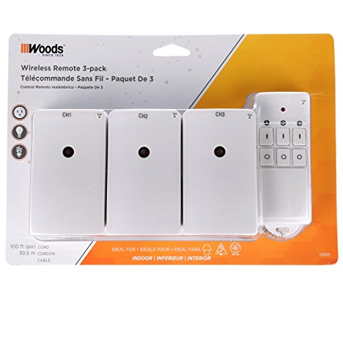 Woods 13569 Indoor Wireless Remote Control Kit up to 66 ft. Range, 3