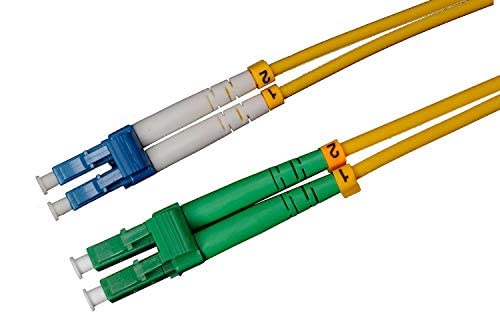 CONBIC LWL Fiber Optic Cable - 0.5m OS2 Yellow, LC/APC to LC/UPC Connector, Duplex 9/125 Patch Cable