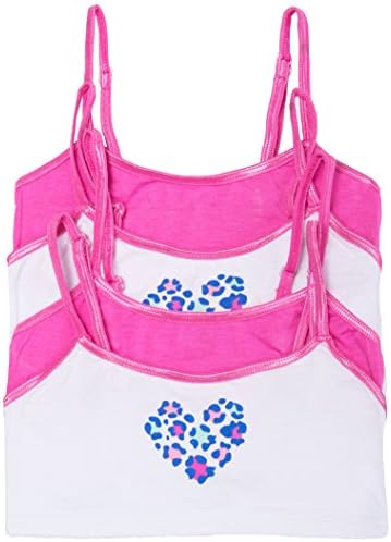 Caramel Cantina Girls 4 Pack Training Bras in Fun Patterns (Large, White/Pink)