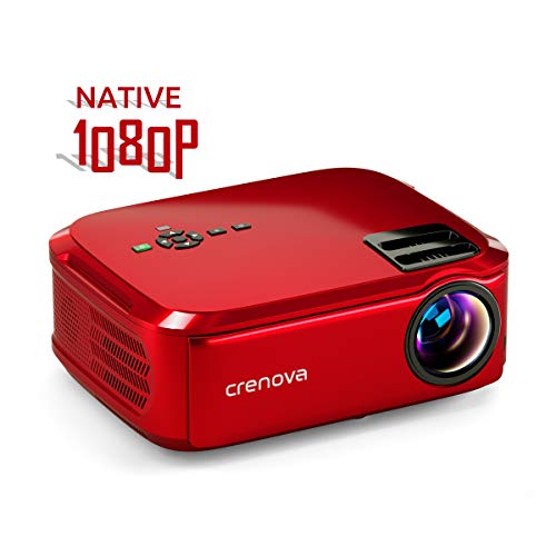 Crenova Projector Native 1080p LED Video Projector, 5500 Lux HDMI Projector with 200″ Image Display Compatible with TV Stick, HDMI, VGA, USB, Laptop, Phone for Home Theater