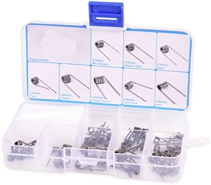 UETECH PreBuilt Coils Kit, 8 Types 48pcs Pre-built Coils and 10 pcs Pre-cut Organic Cotton