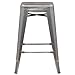 Poly and Bark Trattoria 24 Inch Counter Height Industrial Metal Bar Stool in Polished Gunmetal (Set of 2)